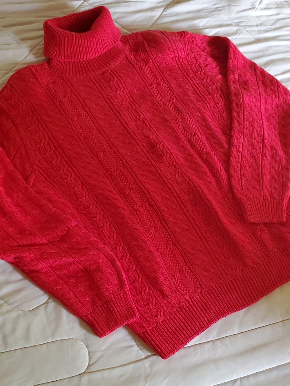 Vintage Women's Red Cable-Knit Turtleneck Sweater By WAINSCOTT NWT!!